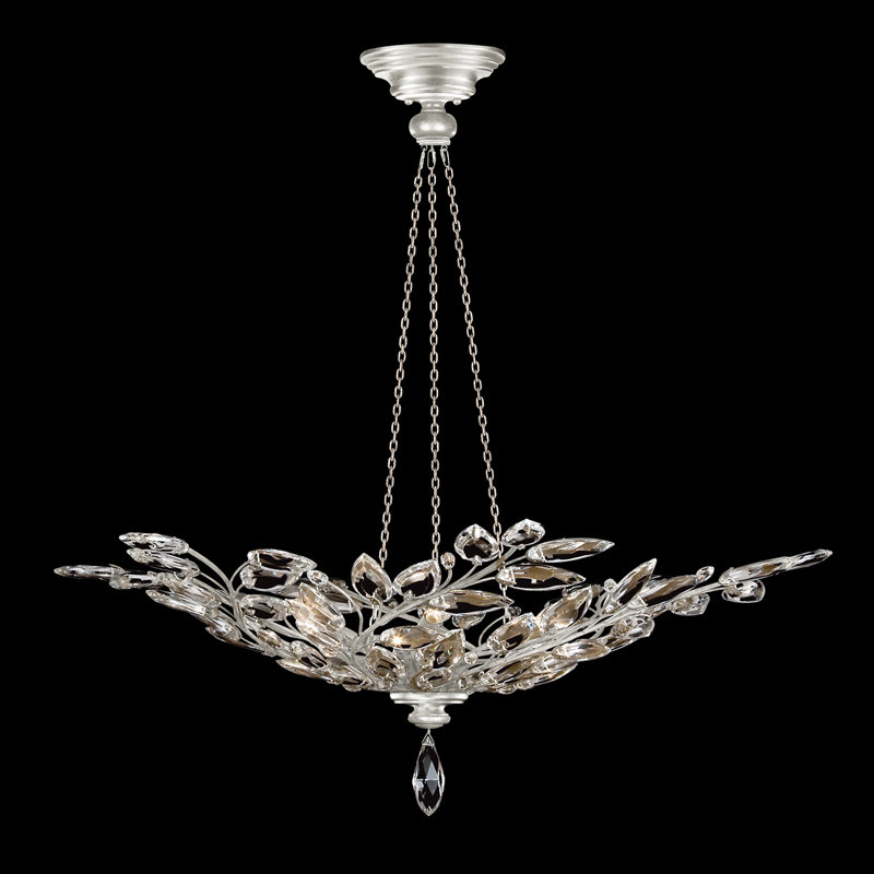 Crystal Laurel 35" Round Pendant, Silver, 16" H x 47" W x 47" D