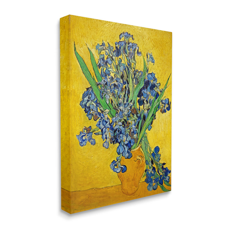 «Vaas Met Irissen Iris Flower» par One1000paintings - peinture à cadre flottant sur toile, H 20 po x l 16 po x P 1,5 po