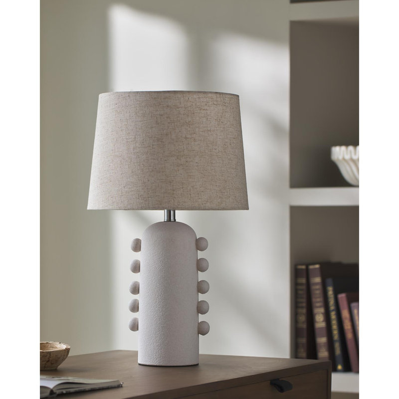 Lampe de table Eilee, Blanc, Brun clair