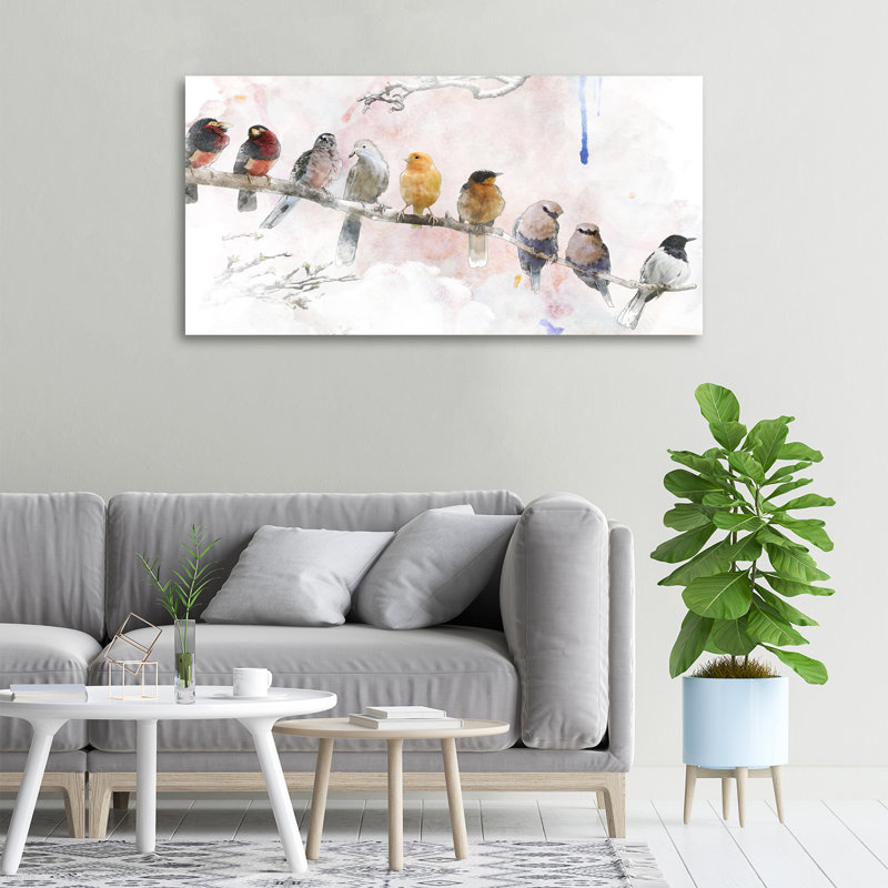 Birds On The Branch - No Frame Print on Canvas