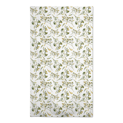 Watercolor Leaves And Berries Gray 3 Tablecloth