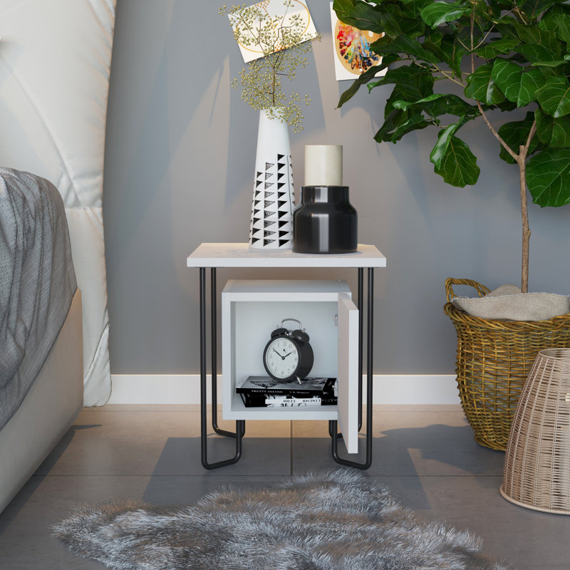 Table de chevet Merinville, Blanc