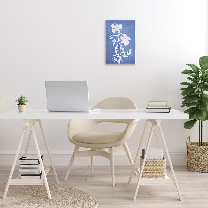 "Blue Cerulean Florals", art mural par Petals Prints Design, H 15 po x l 10 po