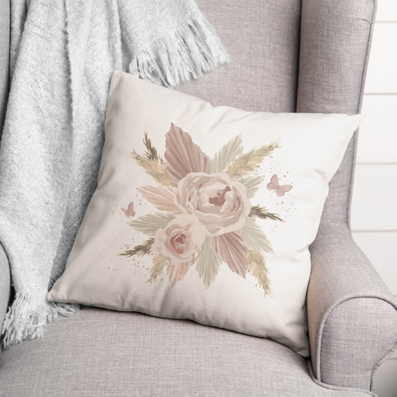 Boho Florals Throw Pillow