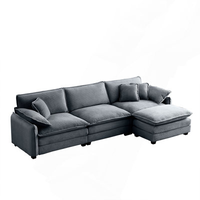Oversize 3-Seater Sofa For Living Room, With One Footrest