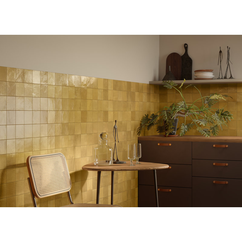 Marrakesh Zellige | 4"x4" Ceramic Wall Tile, Kaki