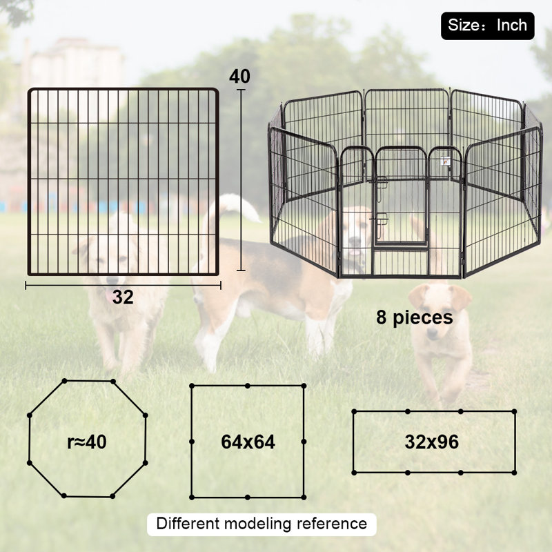 8 Panel Metal Dog Playpen with Lockable Durable Door Exercise Heavy Duty Metal Dog cage Indoor Outdoor Pet Fence for Large Medium Small Pets