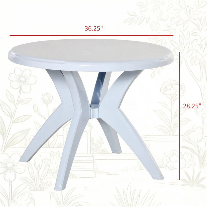 Table de salle à manger ronde extérieure avec support pour parasol