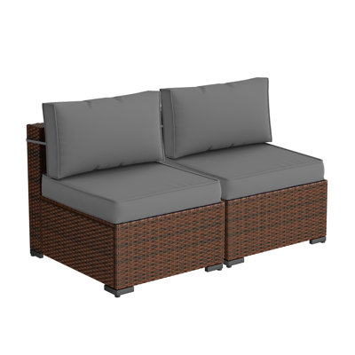 Kewei 51" W Wicker Patio Sofa with Cushions 