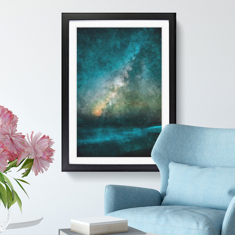 Stars Above Hawaii Painting - Framed Print, Black Framed, 87cm H x 62cm W x 2cm D