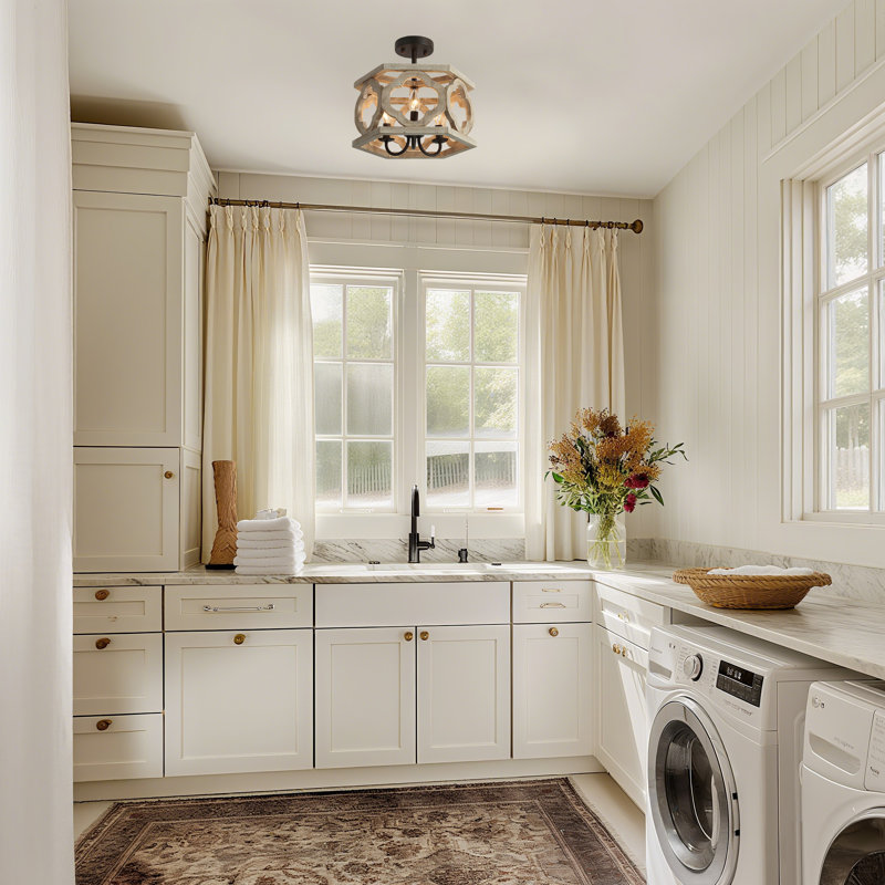 Luther Wood Semi Flush Mount