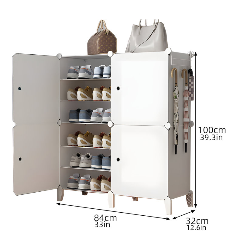 Resin Shoe Cabinet With 12 Layers, Dustproof Entryway Shoe Rack Organizer