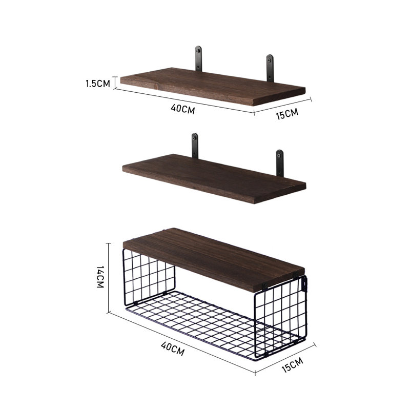 3Pcs Wooden Wall Floating Shelves