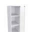Armoire à linge H 68 po, trois tablettes, quatre tiroirs et poignées en métal, blanc-1921058707