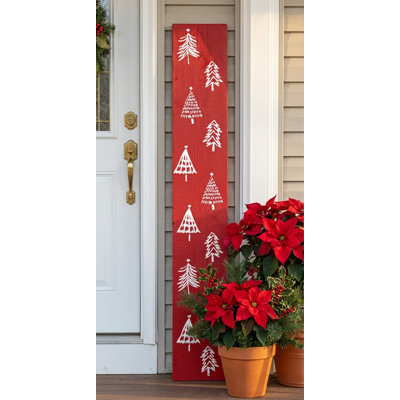 Christmas Tree Farm Red Porch Leaner 59" x 7.25"