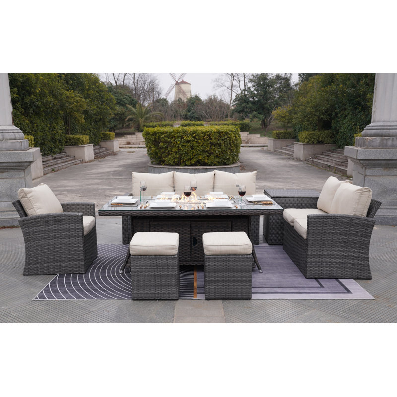 Ensemble de conversation pour 8 personnes avec coussins Roam Wicker / Rattan
