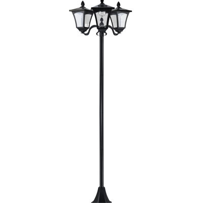 72" Solar Street Post, Triple, Stainless Steel , Vintage For Garden, Lawn, Aquarium, Driveway, Energy Pathway Lighting Lamp, Triple Black Garden Lawn Vintage, Energy Saving Attribute