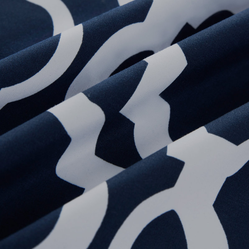 Twill Floral Duvet Cover, Navy Blue Quatrefoil, Twin Duvet Cover