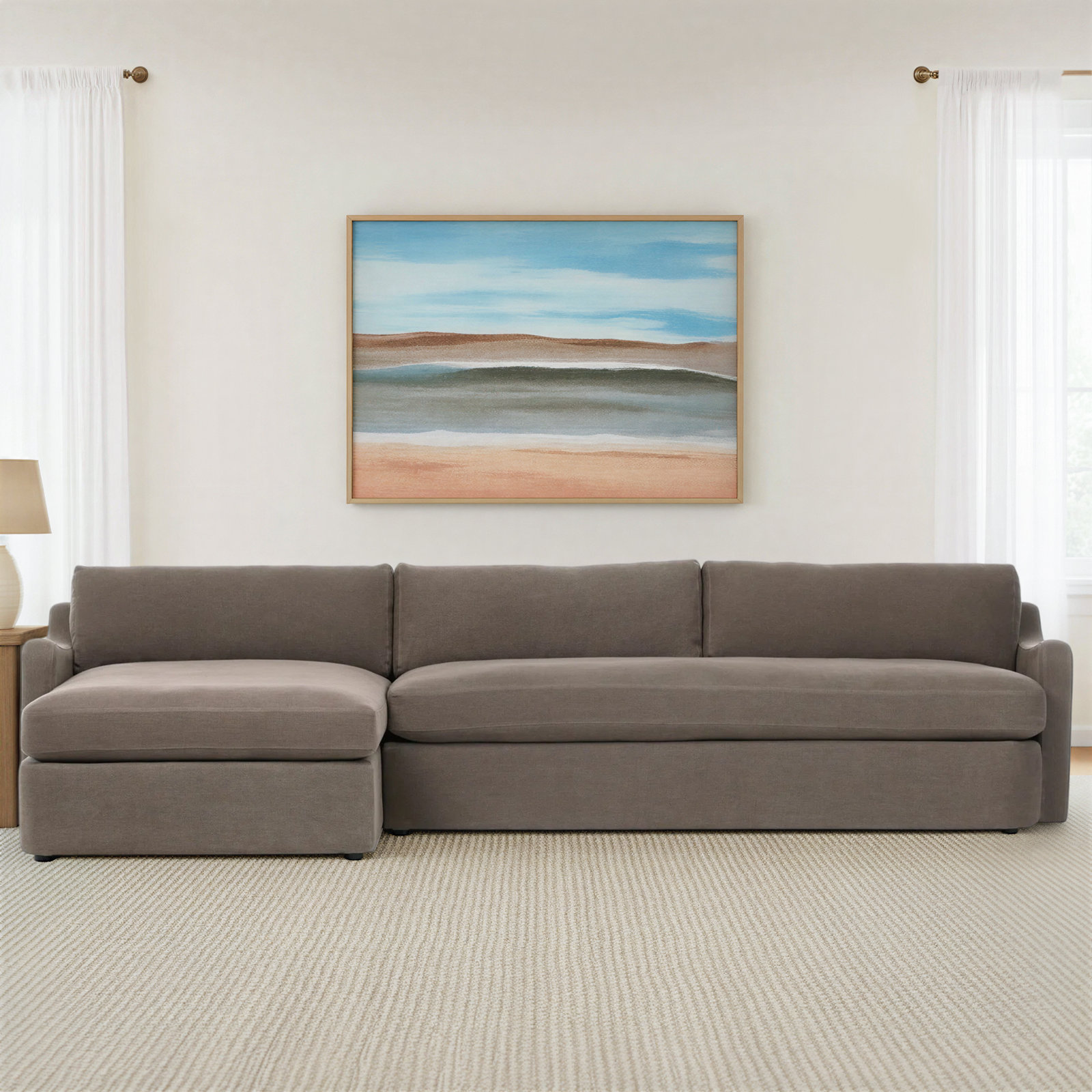 Amber Lewis x Four Hands Aurelia Linen Sectional, Boatway Coffee Linen, Left Hand Facing