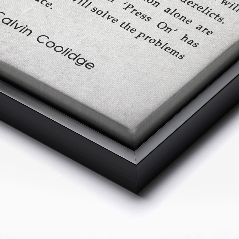 Calvin Coolidge Press on, H 24 po x l 32 po, Canevas, Cadre noir