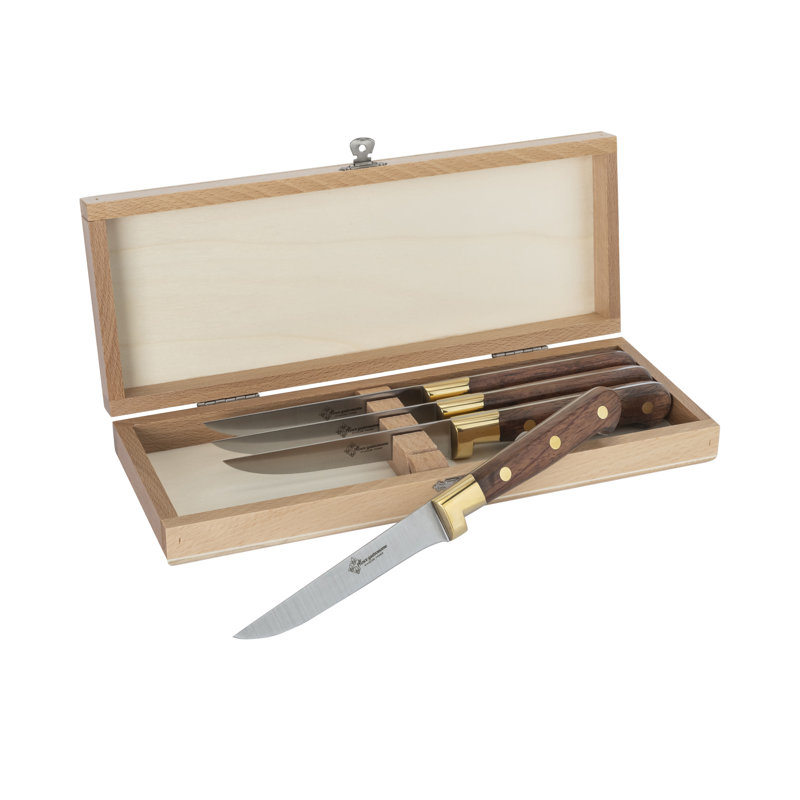 Ensemble de 4 couteaux à steak avec poignées en bois de rose Au Nain Prince
