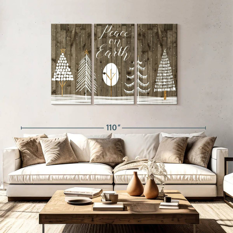 Lelend Wooded White Christmas Collection A, H 48 po x l 74 po