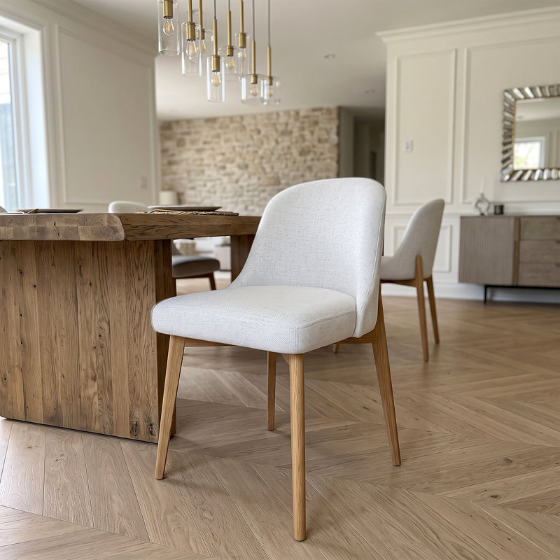 Chaise de salle à manger moderne rembourrée en 2 pièces avec pieds en bois massif, idéale pour la cuisine et la salle à manger.