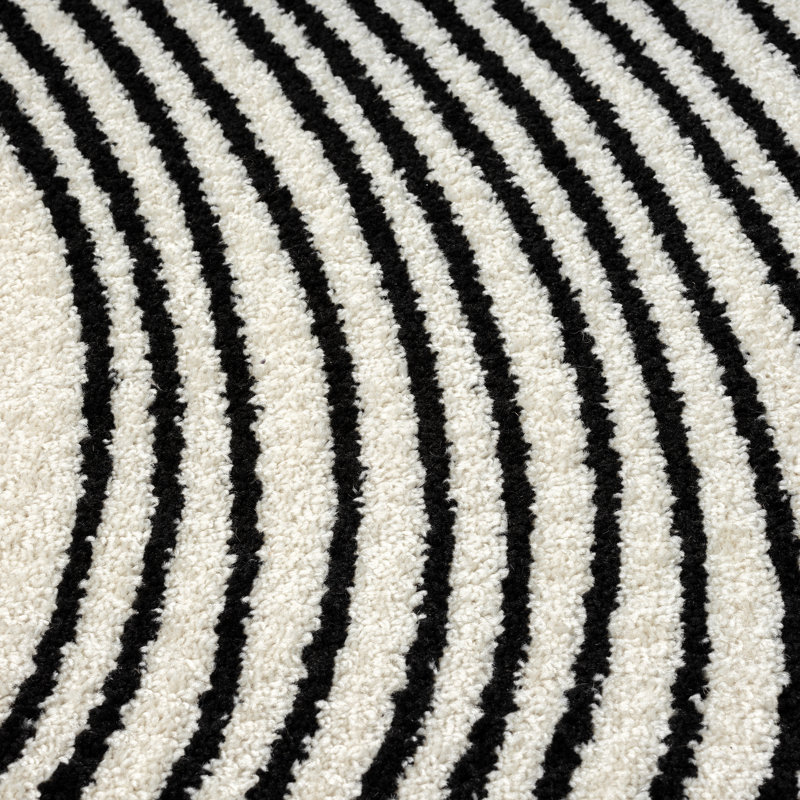 Abani Rugs Knaresborough NUE190B Cream Black Swirl Modern Area Rug, Rectangle 3'10" x 6'