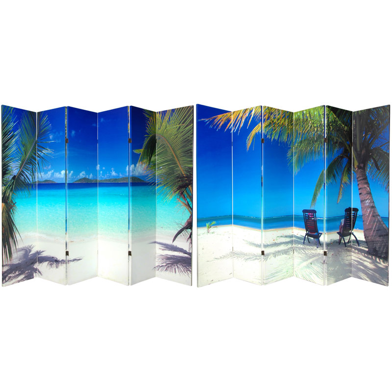 Kight Beach Vacation Canvas Room Divider, 71" H x 96" W