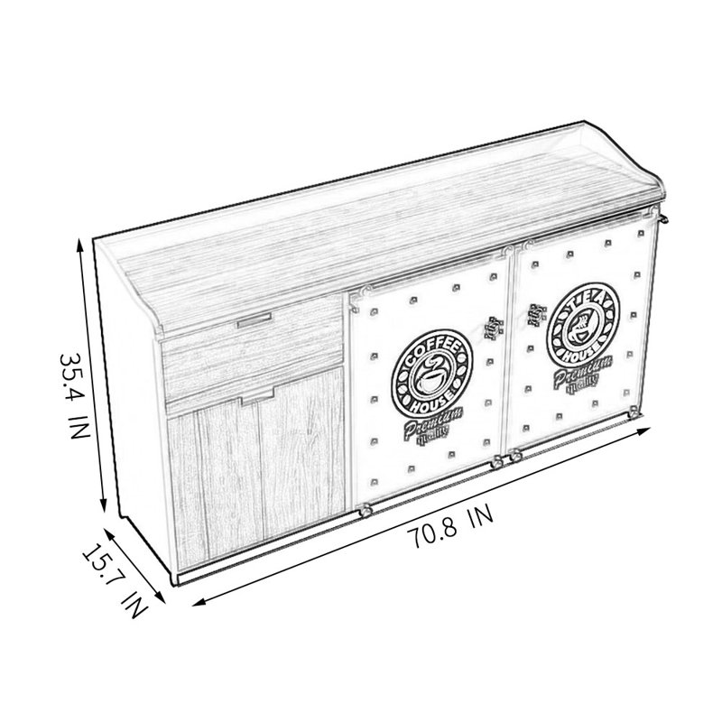 Buffet Rosaleta, Rouge, H 35,4 po x l 70,8 po x P 15,7 po