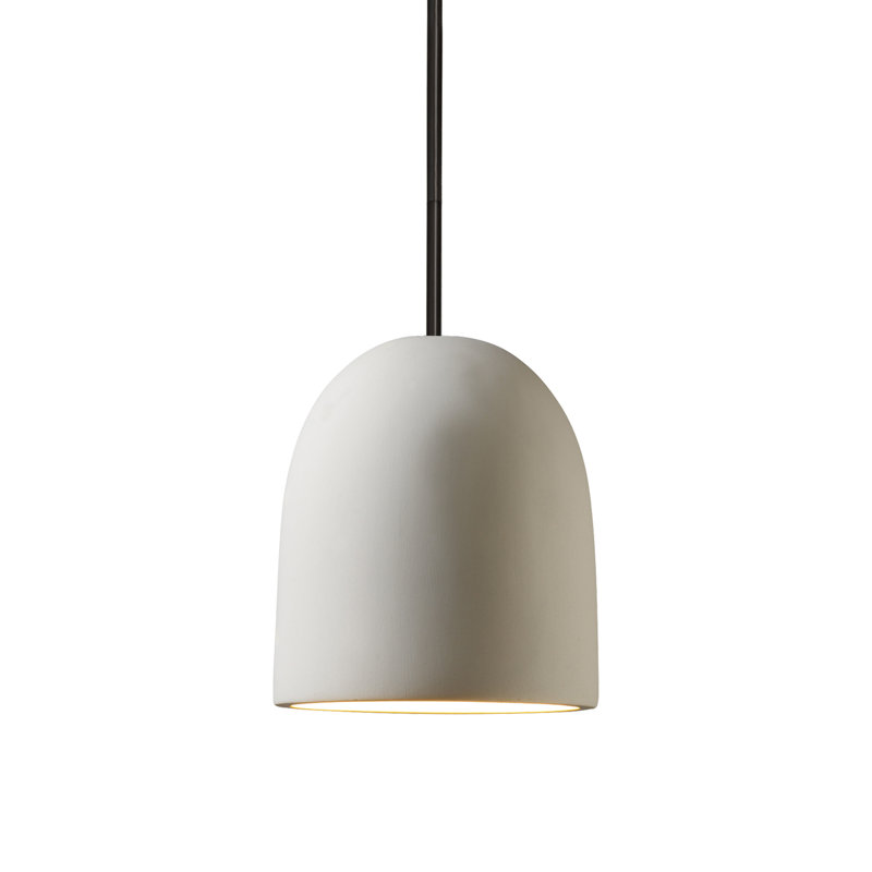 Luminaire suspendu en forme de cloche à 1 lumière Haranu, Noir mat, Bisque
