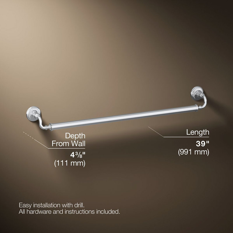 Kohler Artifacts Grab Bar, Polished Chrome, 12"W
