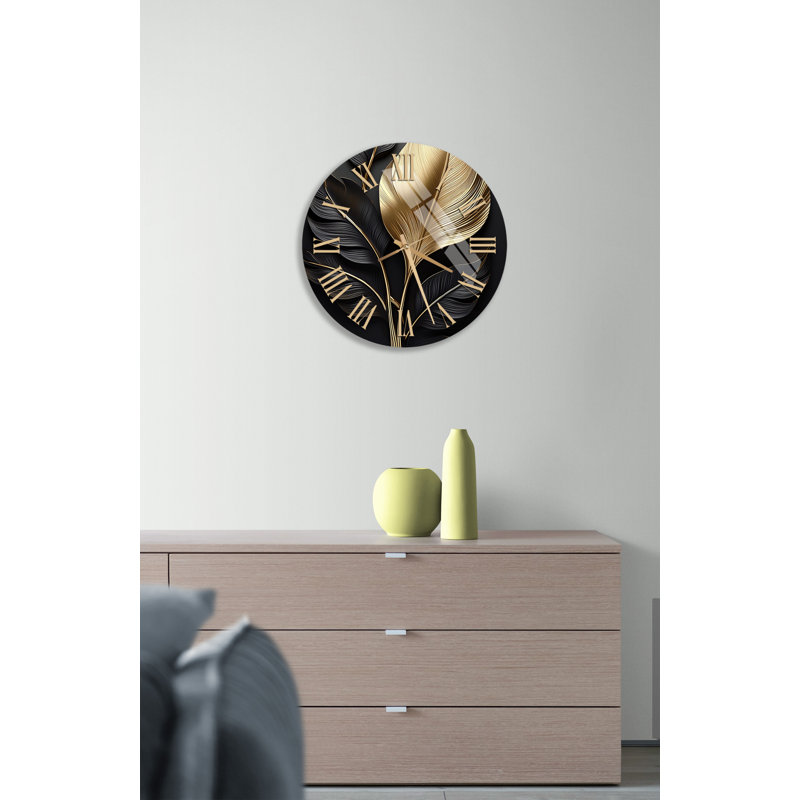Horloge murale Glam Art Deco, Doré