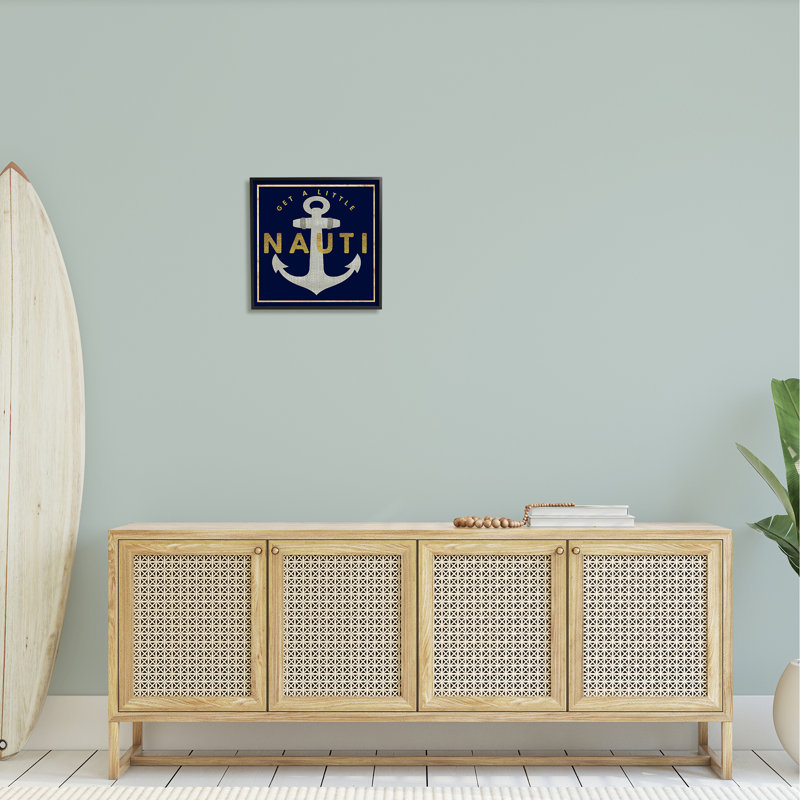 Get Nauti Witty Nautical, Giclée encadrée noir minuit, H 17 po x l 17 po x P 1,5 po
