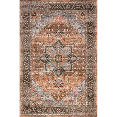 Wrenley Medallion SplashGuard Machine Washable Area Rug