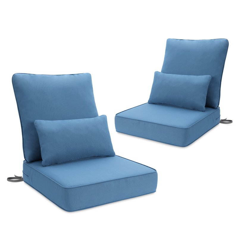 Ensemble de coussins de siège d'extérieur, Bleu très foncé, L 24 po x P 24 po
