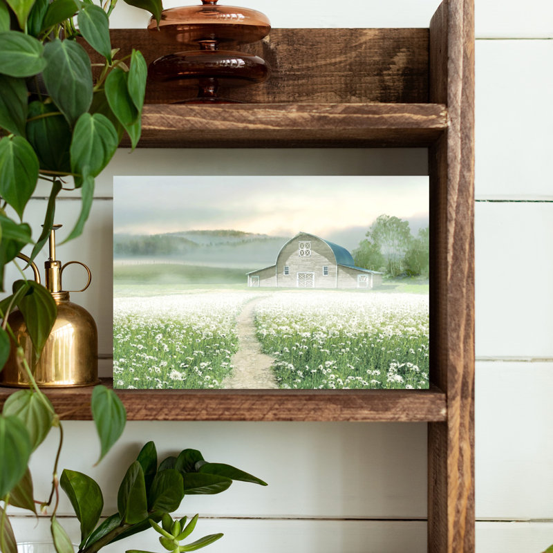 Art contemporain contemporain, paysage paisible de marguerites abstraites, H 12 po x l 18 po