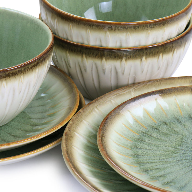 Mayfair Bay 12 Piece Dinnerware Set, Service for 4, Green
