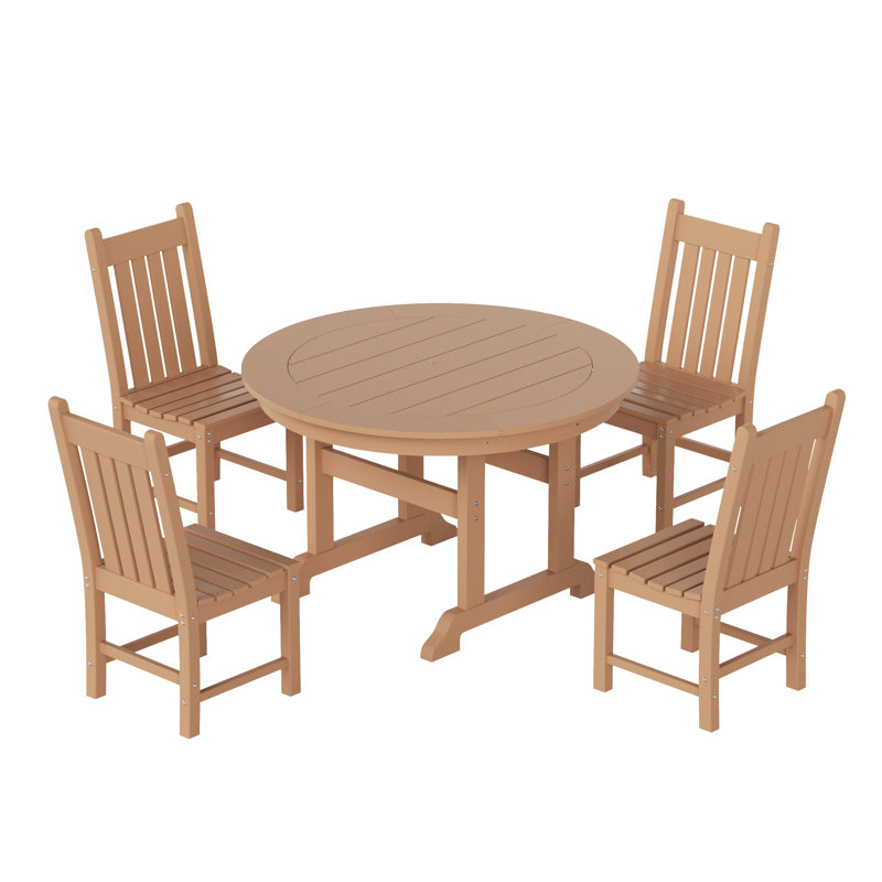 Laguna 4 - Person Patio Dining Set with Round Table, Teak