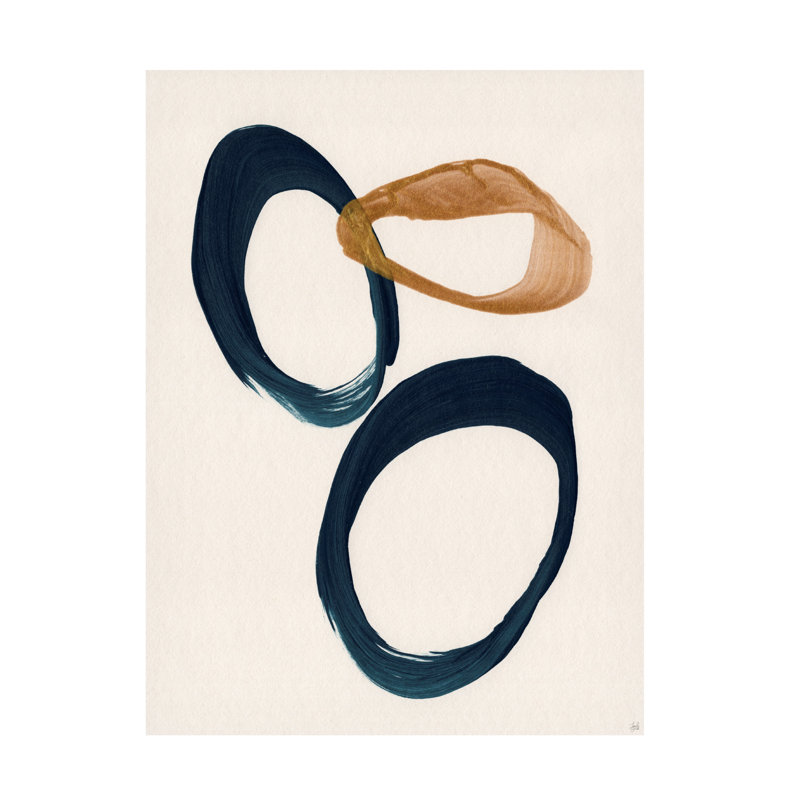 «Abstract Blue 2 Gold 1 Circles 3», reproduction sur toile, H 19 po x l 14 po x P 2 po