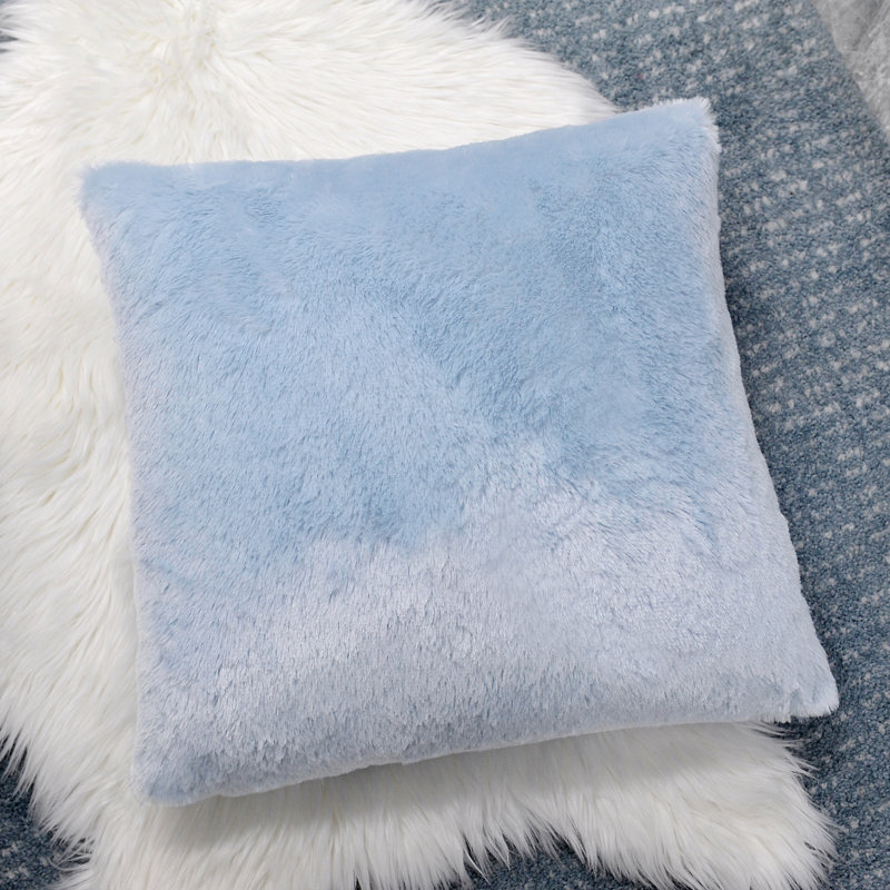 Housse de coussin réversible en fausse fourrure, Bleu