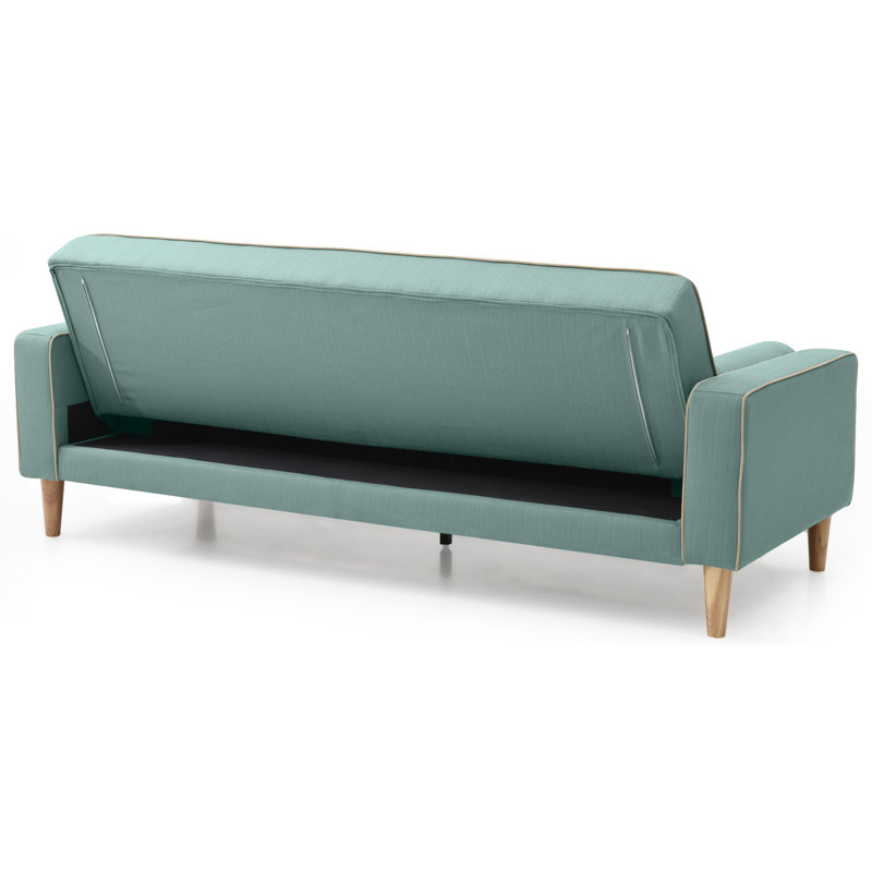 Woodmere Twin 81'' Upholstered Convertible Sofa, Teal Polyester Blend
