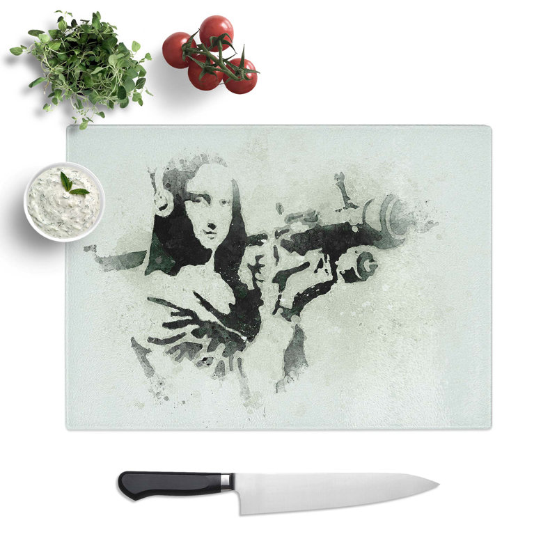 Glass Mona Lisa by Banksy Chopping Board, 39 cm W x 28.5 cm L