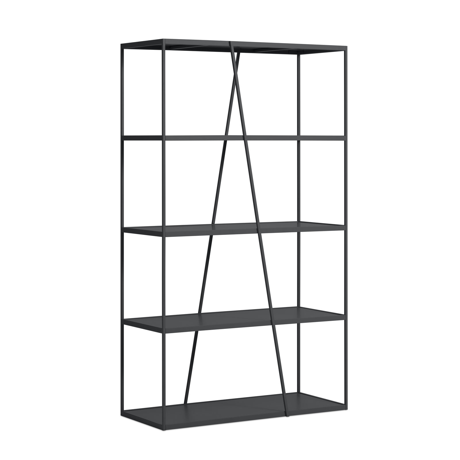 NeedWant Etagere Bookcase, Oblivion, (4 Shelves) 73" H x 42" W x 19" D