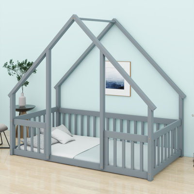 Lit pour maison en bois avec clôture de sécurité Montessori