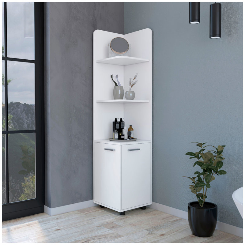 Grande armoire de rangement à 2 portes et 4 tablettes Klay - blanc