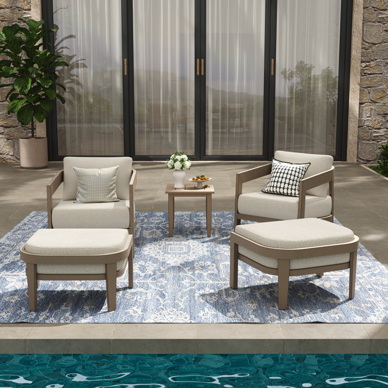 Harmonti Patio Aluminum Conversation Set With Cushions And Ottomans