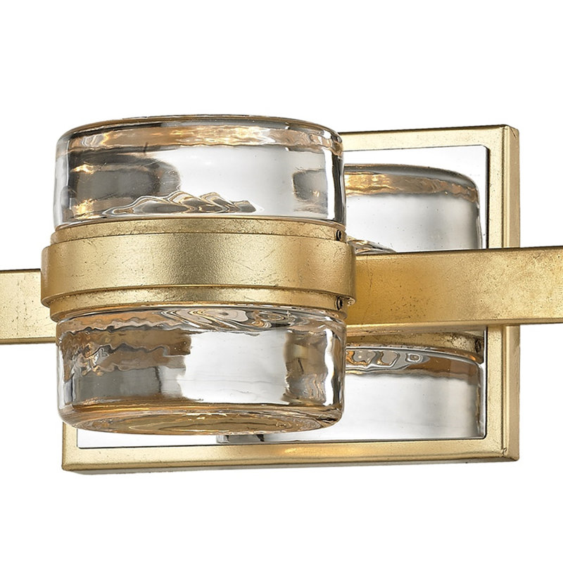Gold Leaf and Clear Glass 3-Light Dimmable Vanity Fixture