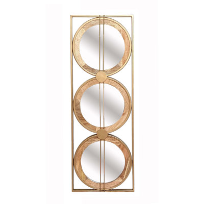 3 Mirror Piece Wall Mirror In Gold Rectangular Frame