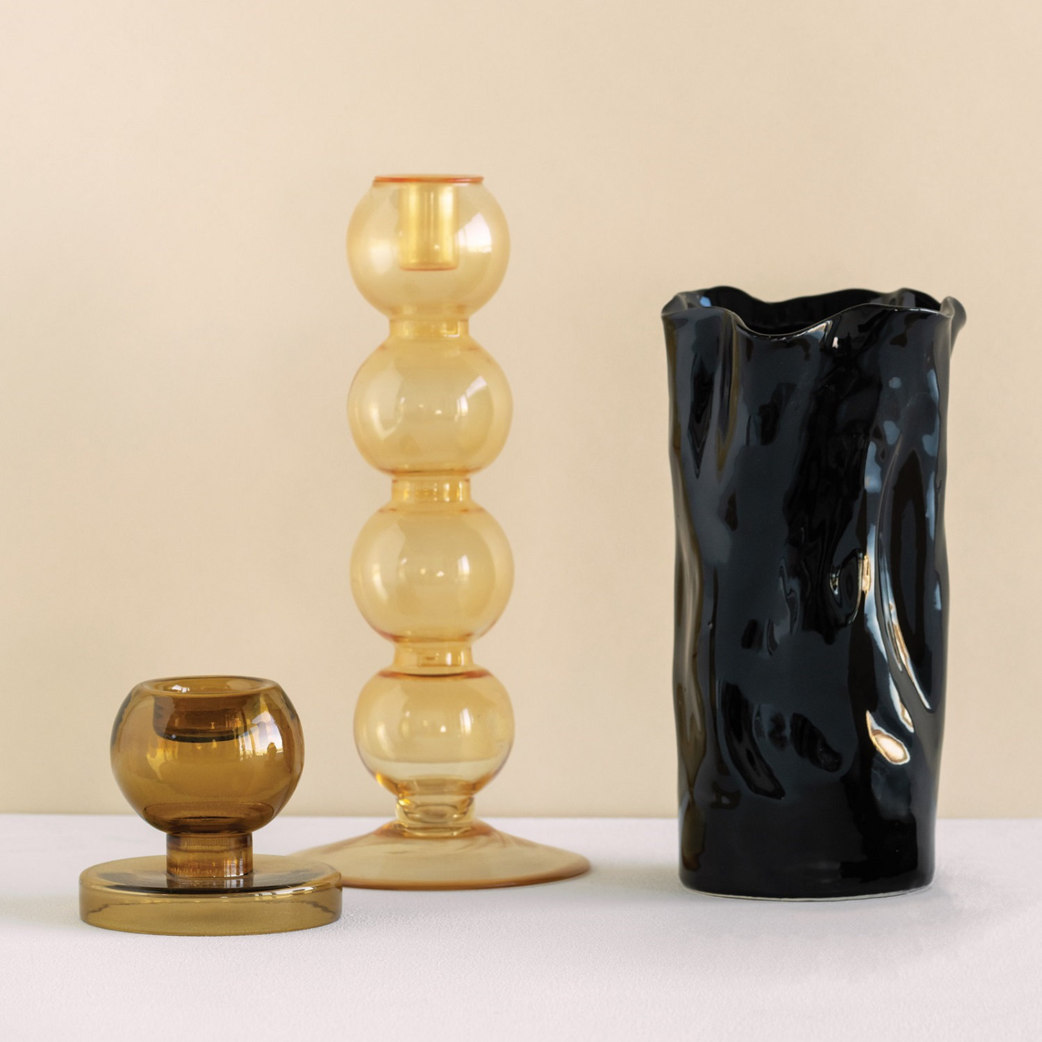 Geri Glass Candlestick Holder, Beetle